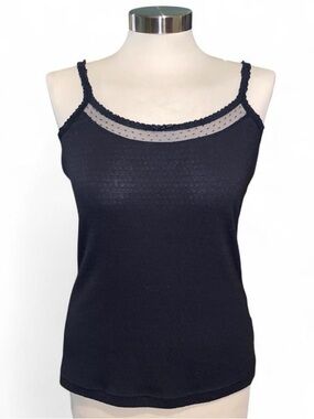 lei Black Lace-Trim Sheer Yoke Camisole